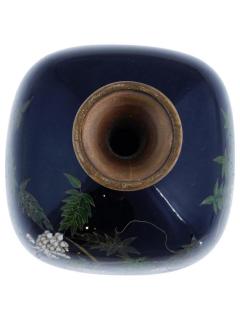 Antique Meiji Japanese Cloisonne Enamel Vase Wisteria Attributed To OTA Silver - 4096540