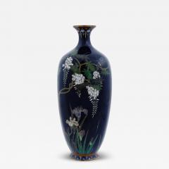 Antique Meiji Japanese Cloisonne Enamel Vase Wisteria Attributed To OTA Silver - 4099866
