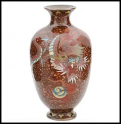 Antique Meiji Japanese Cloisonne Goldstone Enamel Dragon Vase - 3902524