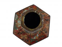 Antique Meiji Japanese Cloisonne Hexagonal Goldstone Enamel Vase - 4211905