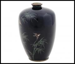 Antique Meiji Japanese Cloisonne Silver Wire Enamel Miniature Vase Bird - 3902415
