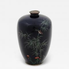 Antique Meiji Japanese Cloisonne Silver Wire Enamel Miniature Vase Bird - 3926409