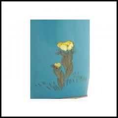Antique Meiji Japanese Cloisonne Turquoise Enamel Crane Vase Signed OTA - 3903901
