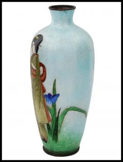 Antique Meiji Japanese Ginbari Cloisonne Enamel Geisha Vase - 3903673