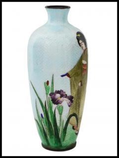 Antique Meiji Japanese Ginbari Cloisonne Enamel Geisha Vase - 3903679