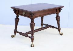 Antique Merklin Oak Library Table With Claw Bronze Feet - 3660441