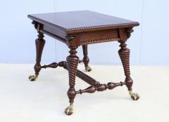 Antique Merklin Oak Library Table With Claw Bronze Feet - 3660458