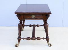 Antique Merklin Oak Library Table With Claw Bronze Feet - 3660459