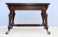 Antique Merklin Oak Library Table With Claw Bronze Feet - 3660461
