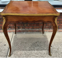 Antique Mid 19th C Louis XVI Gilt Bronze Mounted Inlaid Side Table - 3888358