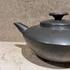 Antique Modernist Pewter Tea Pot Cane Wrapped Handle - 3733480