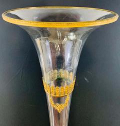 Antique Monumental Floriform Art Glass Glass Brass Mounted Vase - 2889035