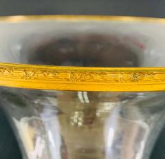 Antique Monumental Floriform Art Glass Glass Brass Mounted Vase - 2889036