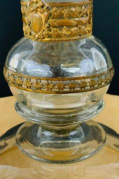 Antique Monumental Floriform Art Glass Glass Brass Mounted Vase - 2889041