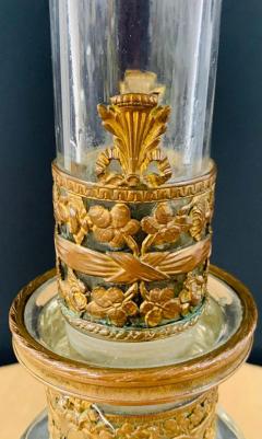 Antique Monumental Floriform Art Glass Glass Brass Mounted Vase - 2889042