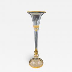 Antique Monumental Floriform Art Glass Glass Brass Mounted Vase - 2890732