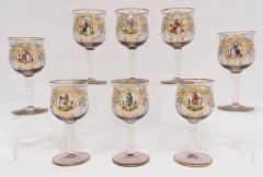 Antique Moser Decorated Salviati Venetian Murano Glass Stemware Set - 3919999