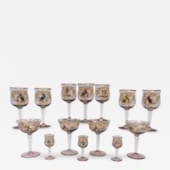 Antique Moser Decorated Salviati Venetian Murano Glass Stemware Set - 3923082