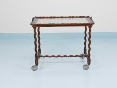 Antique Neo Baroque Italian Barley Twist Bar Cart Serving Trolley Italy 1920s - 4577008