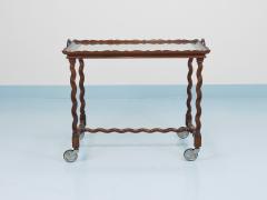 Antique Neo Baroque Italian Barley Twist Bar Cart Serving Trolley Italy 1920s - 4577010