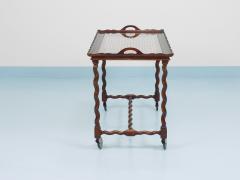 Antique Neo Baroque Italian Barley Twist Bar Cart Serving Trolley Italy 1920s - 4577011