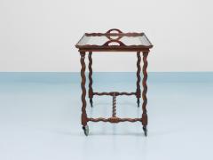 Antique Neo Baroque Italian Barley Twist Bar Cart Serving Trolley Italy 1920s - 4577013