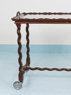 Antique Neo Baroque Italian Barley Twist Bar Cart Serving Trolley Italy 1920s - 4577018
