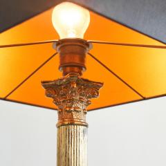 Antique Neoclassical Column Table Lamp in Patinated Brass - 4608720