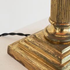 Antique Neoclassical Column Table Lamp in Patinated Brass - 4608721