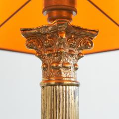 Antique Neoclassical Column Table Lamp in Patinated Brass - 4608722