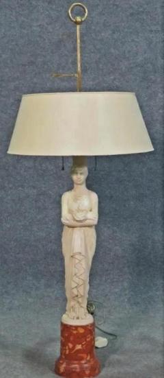 Antique Neoclassical Figural Marble Lamp W Tole Bouillotte Shade - 2379377