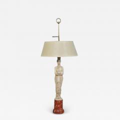Antique Neoclassical Figural Marble Lamp W Tole Bouillotte Shade - 2381094