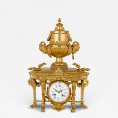 Antique Neoclassical style gilt bronze mantel clock - 4097696