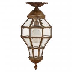 Antique Neoclassical style glass and gilt bronze lantern - 4683428