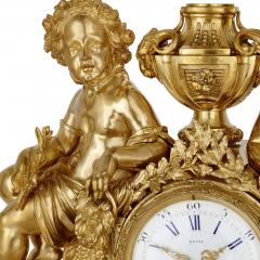 Antique Neoclassical style three piece gilt bronze clock set - 3732188