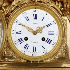 Antique Neoclassical style three piece gilt bronze clock set - 3732189