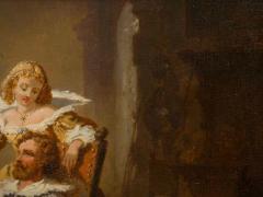 Antique Oil Painting of Artist and His Muse 1856 by Hendrik Frans Schaefels - 4397736