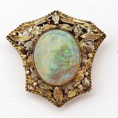 Antique Opal Brooch Pendant in 14Kt Gold Victorian Frame - 150418