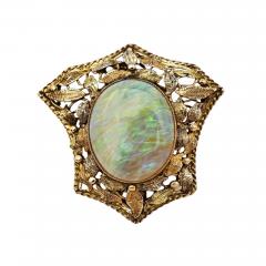 Antique Opal Brooch Pendant in 14Kt Gold Victorian Frame - 150895