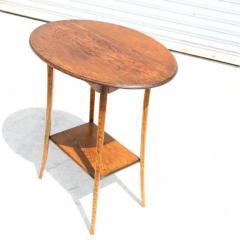 Antique Oval Top Oak Side Table w Shelf - 3730589