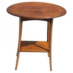 Antique Oval Top Oak Side Table w Shelf - 3730680