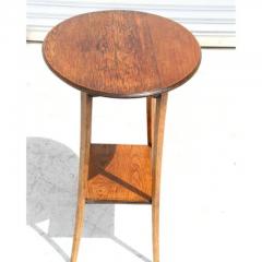 Antique Oval Top Oak Side Table w Shelf - 3730709