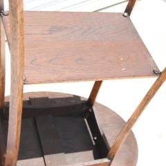 Antique Oval Top Oak Side Table w Shelf - 3730777