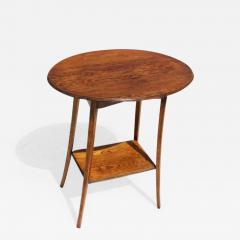 Antique Oval Top Oak Side Table w Shelf - 3733009