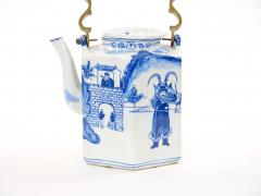 Antique Oversized Blue and White Chinoiserie Porcelain Tea or Coffee Pot - 4796802