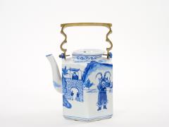 Antique Oversized Blue and White Chinoiserie Porcelain Tea or Coffee Pot - 4796805