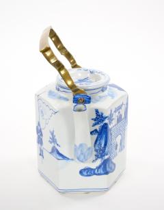 Antique Oversized Blue and White Chinoiserie Porcelain Tea or Coffee Pot - 4796808
