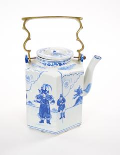 Antique Oversized Blue and White Chinoiserie Porcelain Tea or Coffee Pot - 4796809