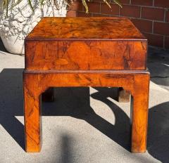 Antique Oyster Burl Walnut Campaign Low Nightstand or Side Table - 3897128
