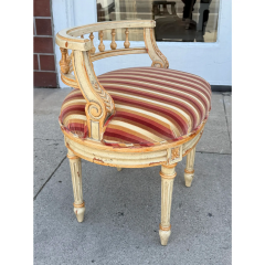 Antique Painted Louis XVI Style Vanity Stool W Nancy Corzine Silk Velvet - 4107677